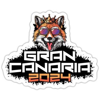 Gran Canaria 2024 Party Fuchs - Sticker Größe S (10 x 10 cm) - Mattweiß - Vorne