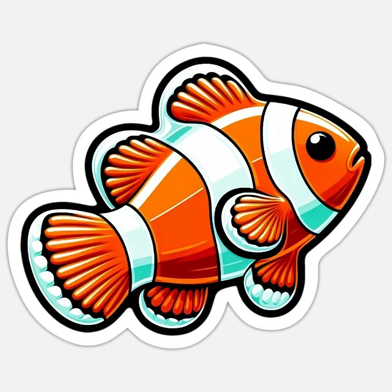 Poisson-clown - Sticker taille S (10 x 10 cm) - blanc mat