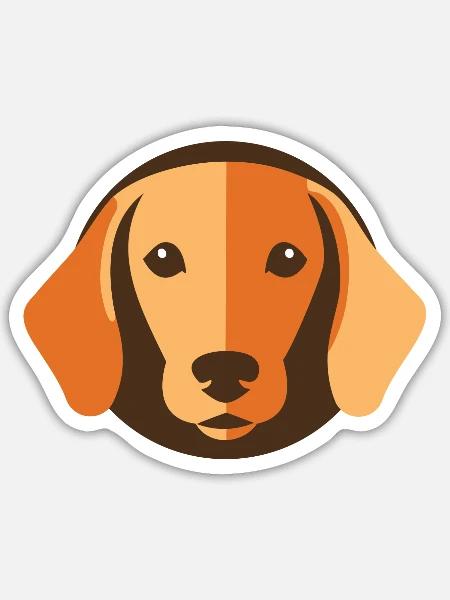 Kleiner süßer Dackelkopf Karamell - Sticker Größe S (10 x 10 cm) - Mattweiß