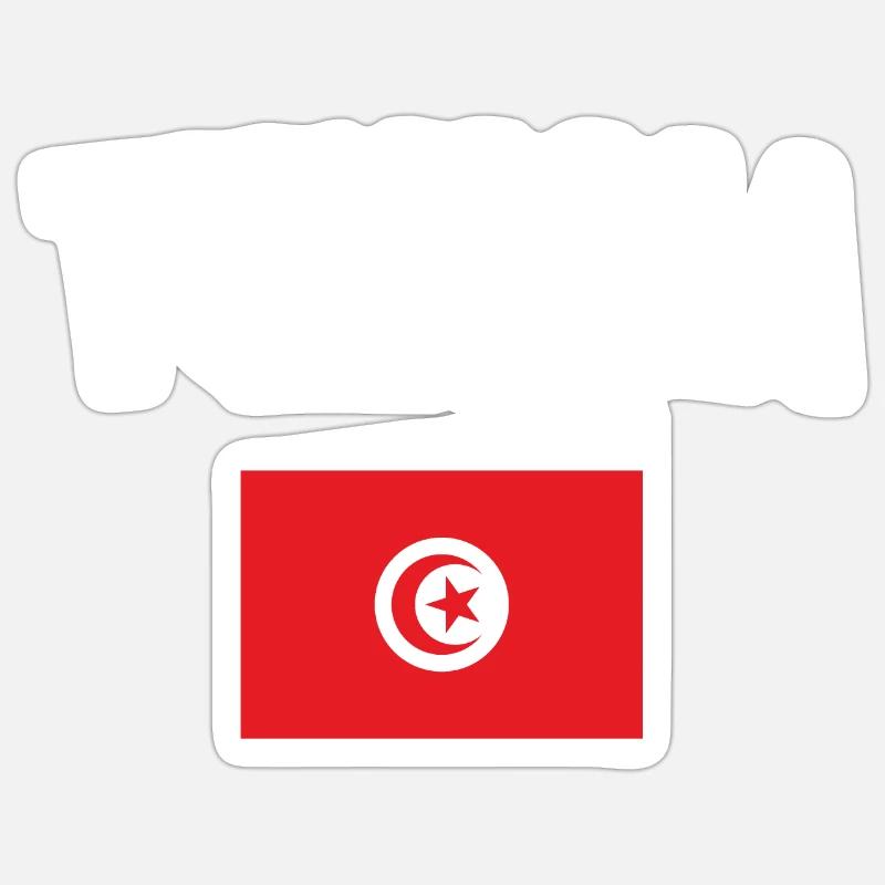 Drapeau de la Tunisie - Sticker taille S (10 x 10 cm) - blanc mat