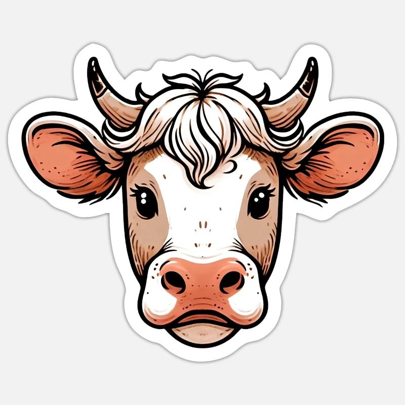 Vache - Sticker taille S (10 x 10 cm) - blanc mat