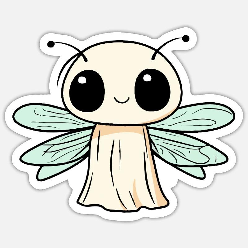 Libelle Halloween Comic Geist - Sticker Größe S (10 x 10 cm) - Mattweiß
