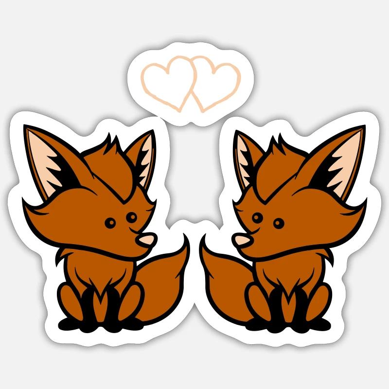 Foxes in love - Sticker size S (10 x 10 cm) - white matte