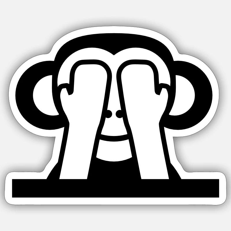 3 Wise Monkeys See Nothing Keeps Eyes Hidden Sticker size S (10 x 10 cm)