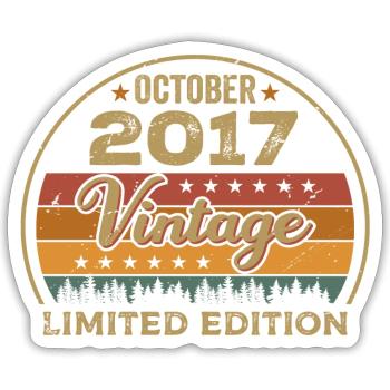 Millésime Octobre 2017 Cadeau d’anniversaire - 2017 - Sticker taille S (10 x 10 cm) - blanc mat - Devant