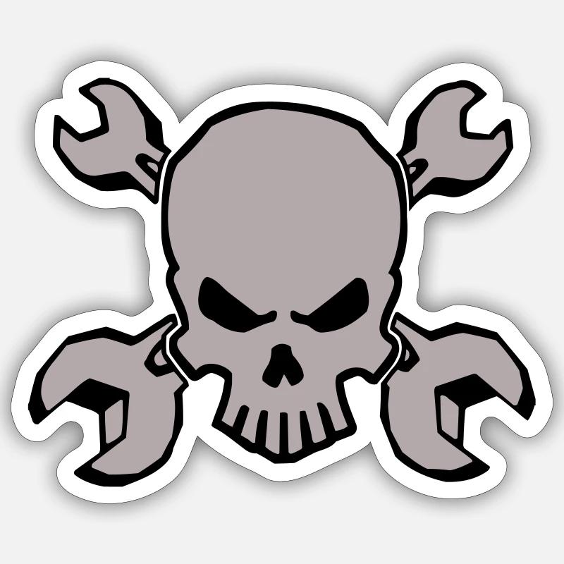 TOOLSKULL - 2C - Sticker Größe S (10 x 10 cm) - Mattweiß