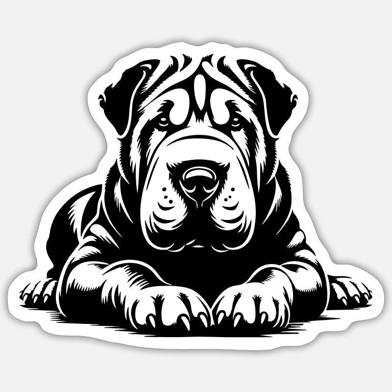 Shar Pei - Sticker taille S (10 x 10 cm) - blanc mat