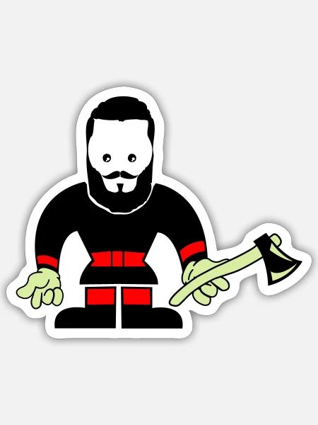 Bûcheron Holzfäller - Sticker taille S (10 x 10 cm) - blanc mat