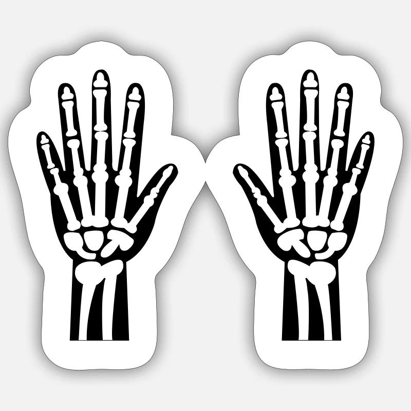 skelett hände 01 - Sticker Größe S (10 x 10 cm) - Mattweiß