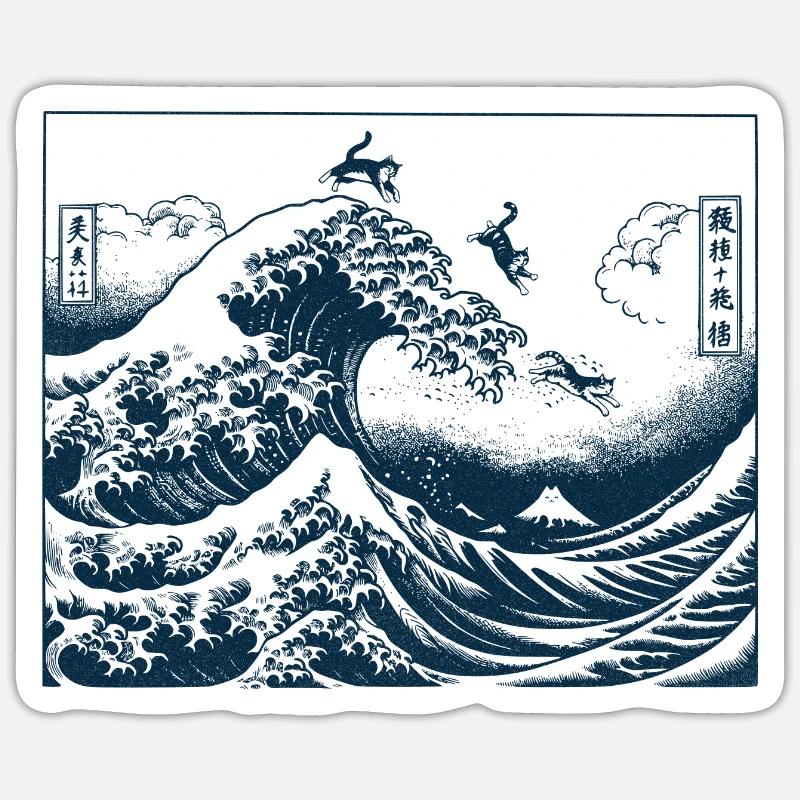 Neko Fuji San Kätzchen - Sticker Größe S (10 x 10 cm) - Mattweiß