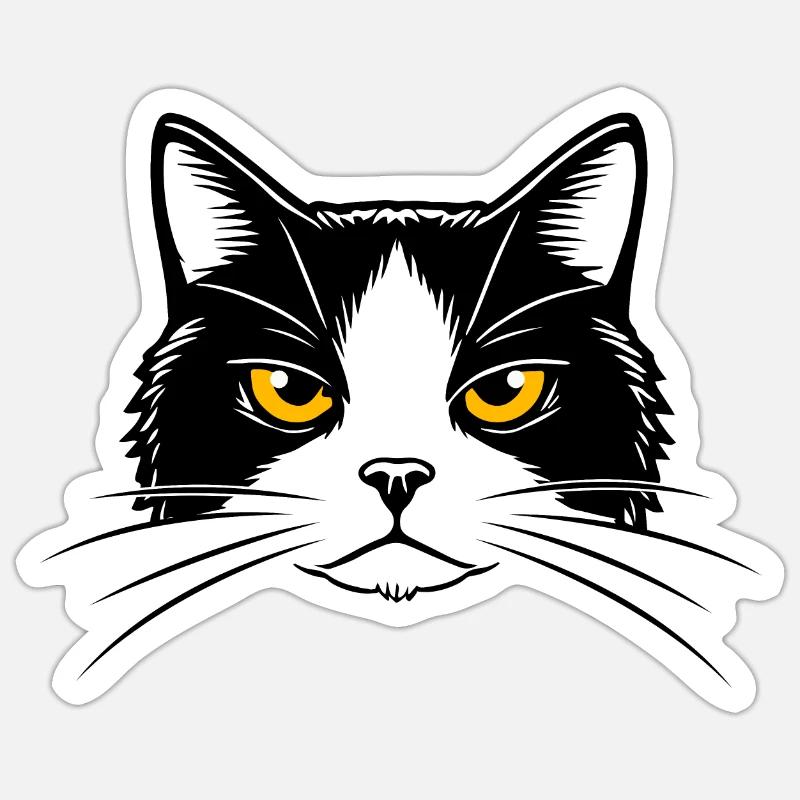 Illustration des Kopfes einer Katze. Sticker Größe S (10 x 10 cm)