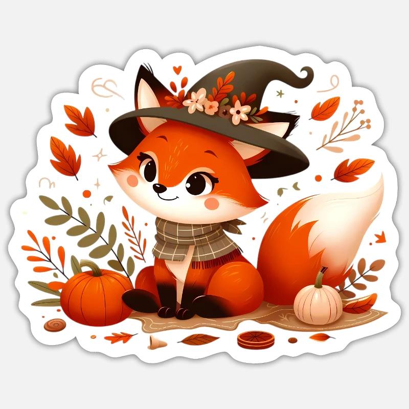 Fuchs Herbst 12 - Sticker Größe S (10 x 10 cm) - Mattweiß