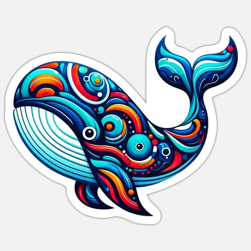 Wal - Sticker Größe S (10 x 10 cm) - Mattweiß