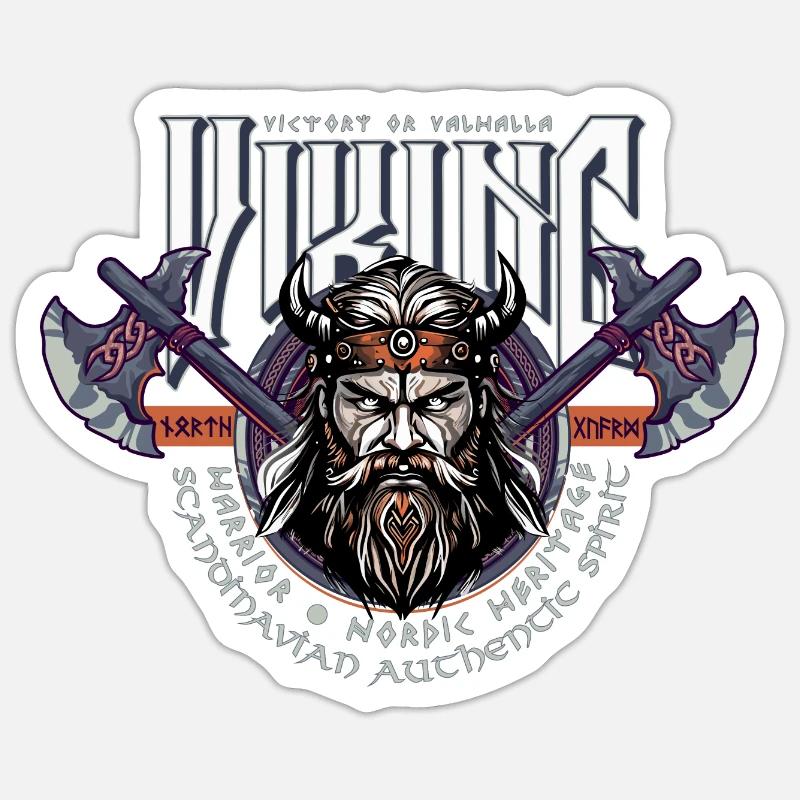 VIKING, VICTORY OR VALHALLA! - Sticker taille S (10 x 10 cm) - blanc mat
