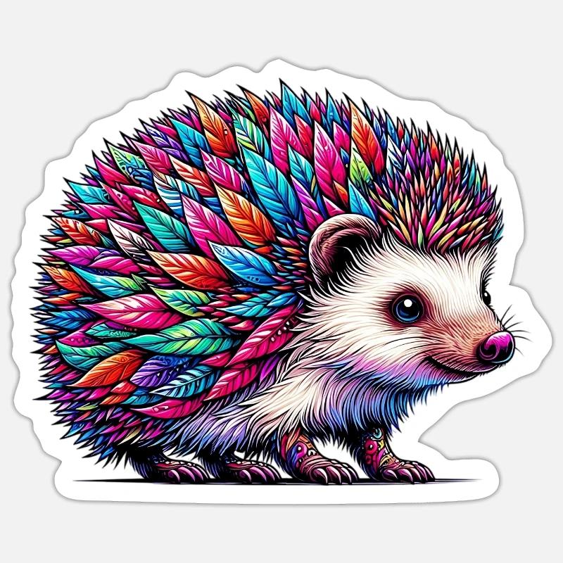 Hérisson - Sticker taille S (10 x 10 cm) - blanc mat