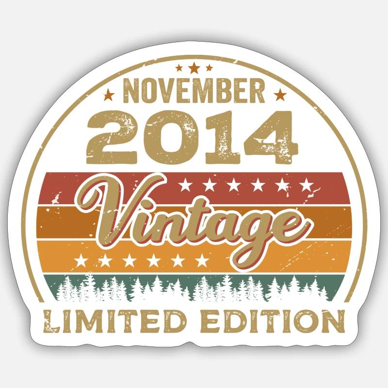 November 2014 - Geburtstagsgeschenk November 2014 - Sticker Größe S (10 x 10 cm) - Mattweiß