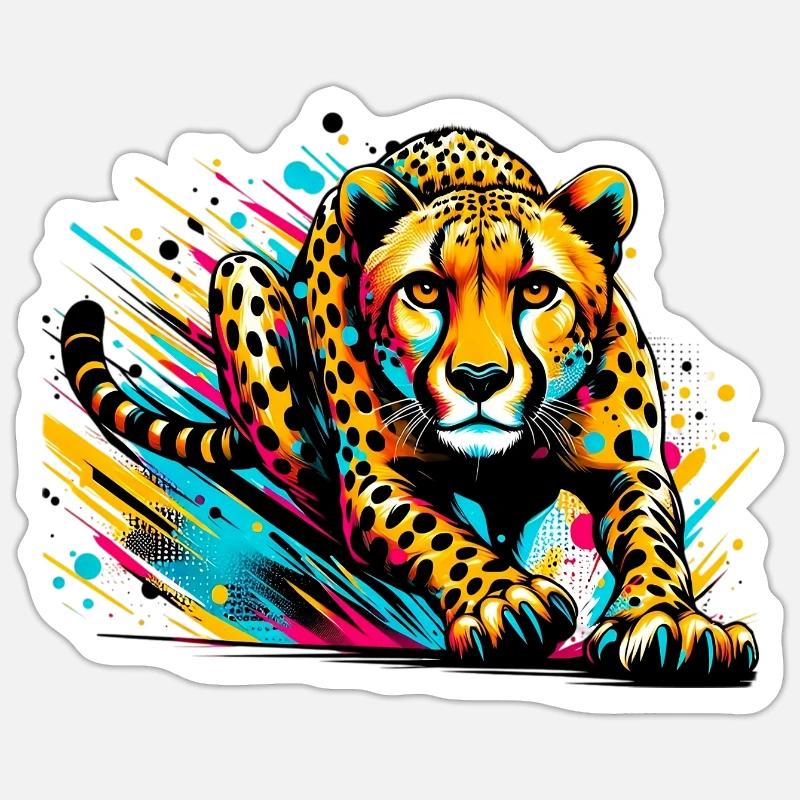 Guépard - Sticker taille S (10 x 10 cm) - blanc mat