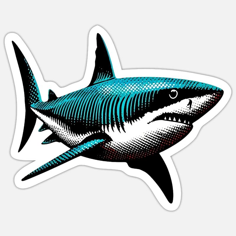 Requin - Sticker taille S (10 x 10 cm) - blanc mat