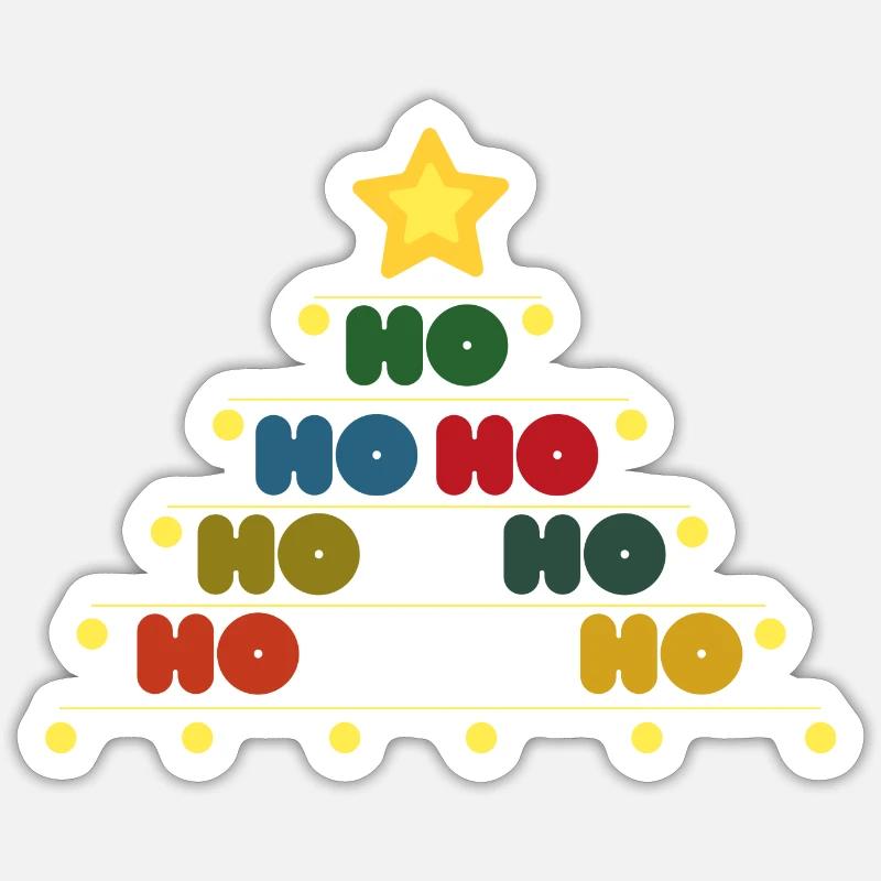 Ho Ho Ho - Weihnachtsbaum mit Stern Sticker Größe S (10 x 10 cm)