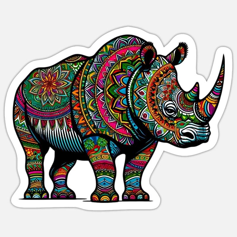 Rinoceronte - Sticker formato S (10 x 10 cm) - bianco opaco