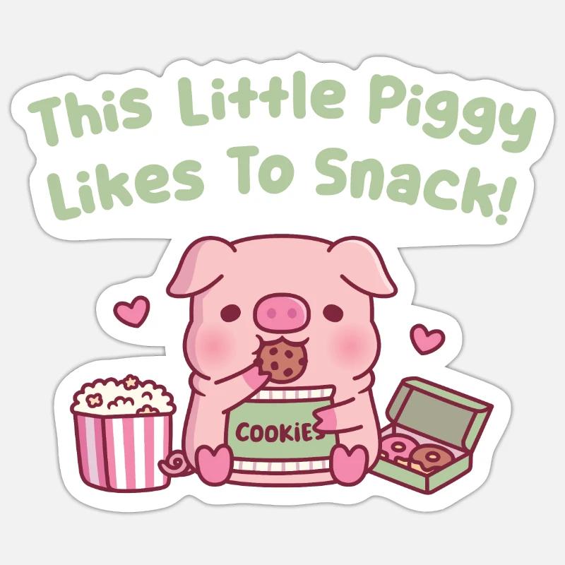 Mignon Ce petit cochon aime grignoter Sticker taille S (10 x 10 cm)