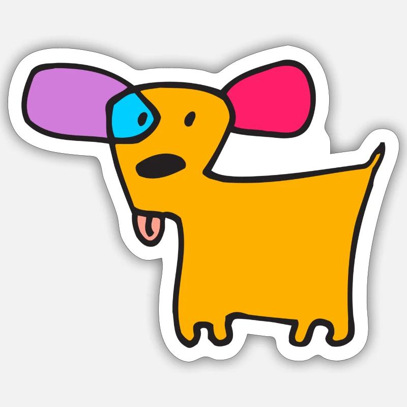 06 Doggie Short Couleur - Sticker taille S (10 x 10 cm) - blanc mat