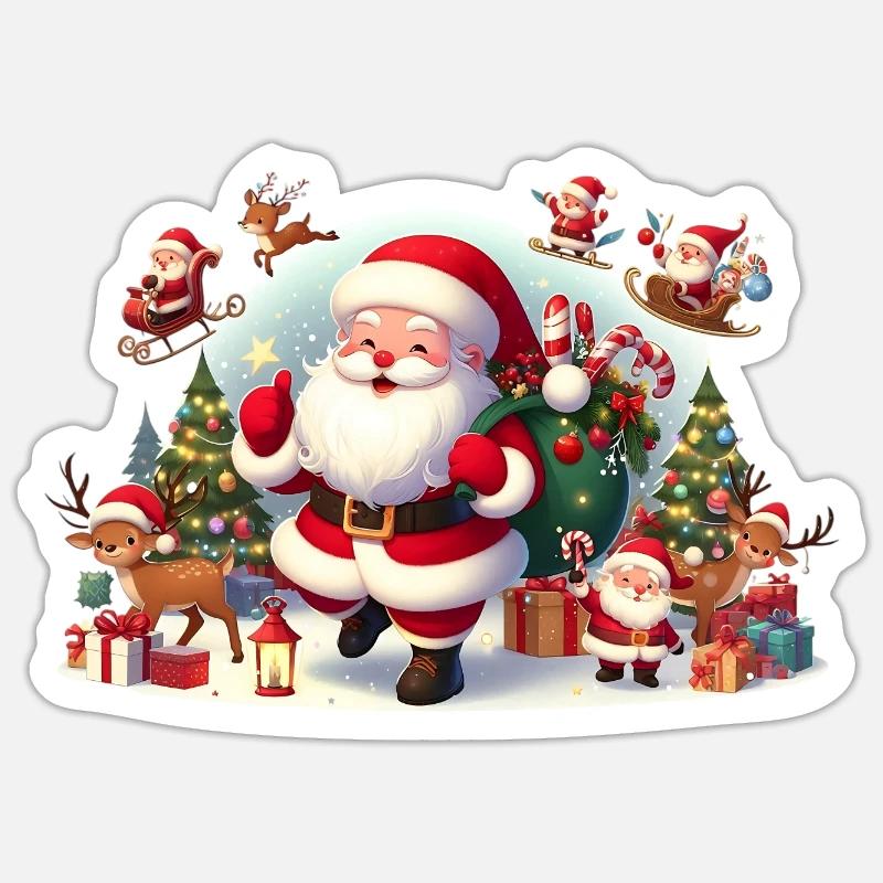 Santa Fun 6 - Sticker Größe S (10 x 10 cm) - Mattweiß