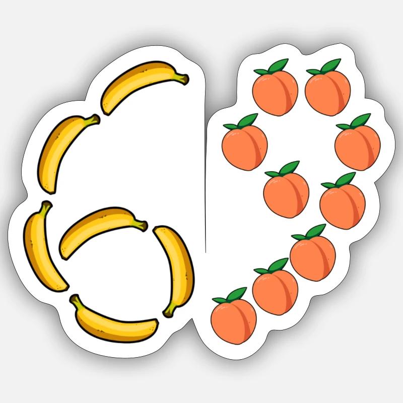 Fruchtmotiv Bananen und Pfirsiche - Sticker Größe S (10 x 10 cm) - Mattweiß