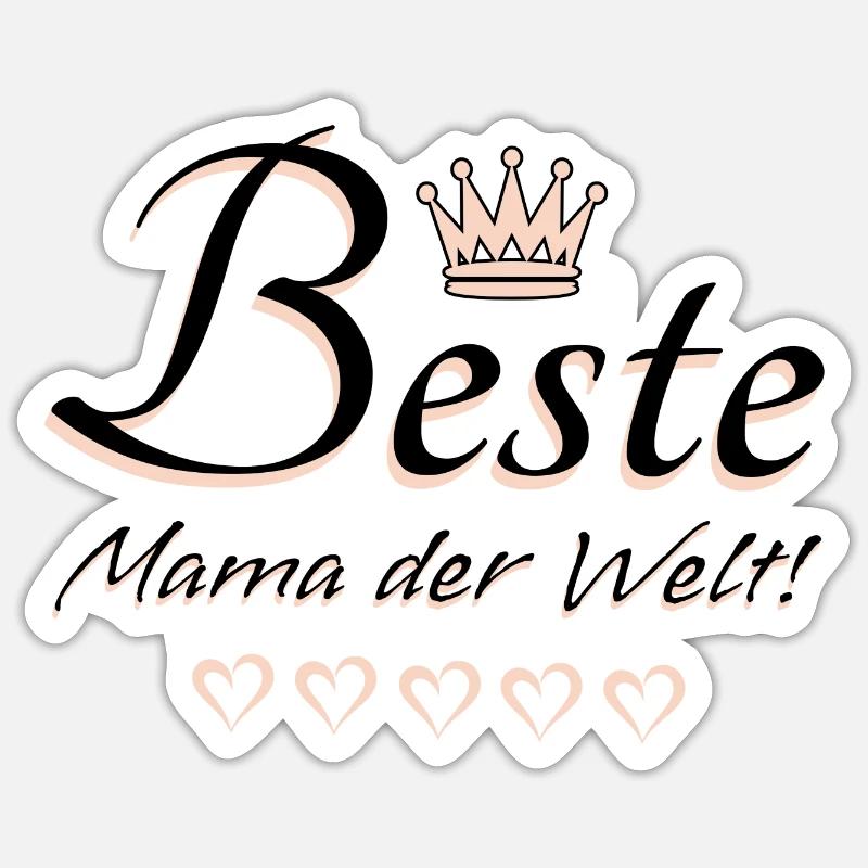 Beste Mama der Welt Sprüche Geschenk u.a Muttertag - Sticker Größe S (10 x 10 cm) - Mattweiß
