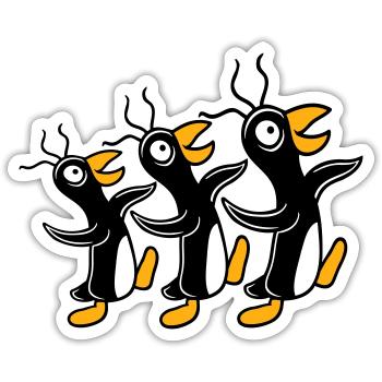3 crazy penguins running stupid team friends crew - Sticker size S (10 x 10 cm) - white matte - Front