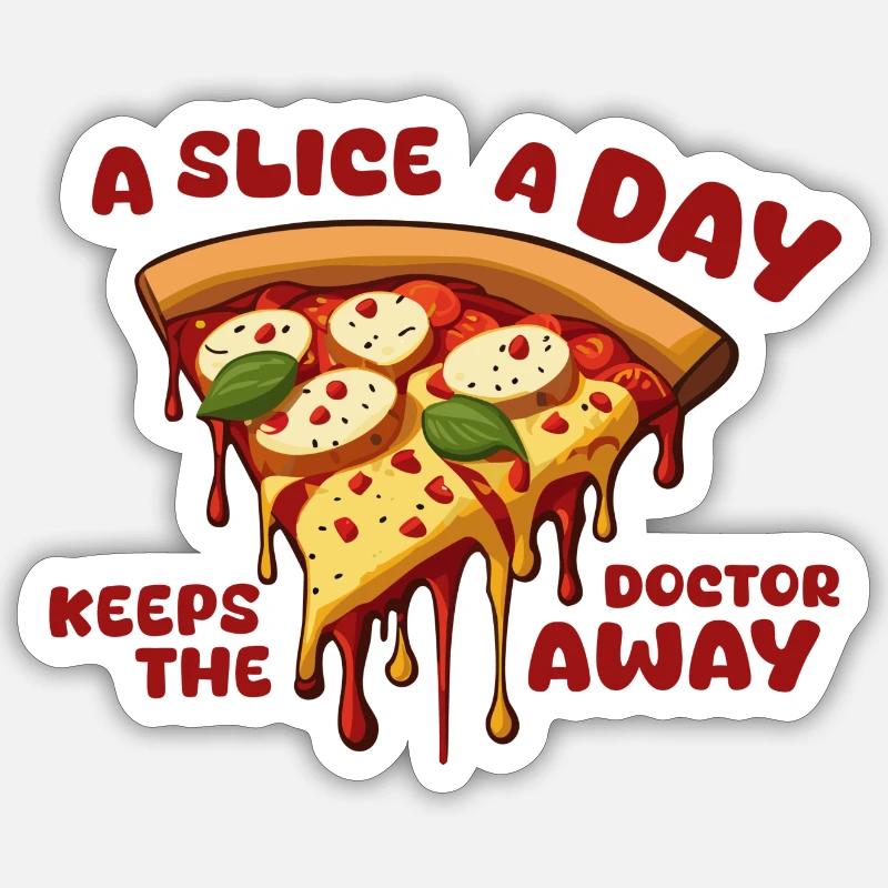 Pizza Pizza Pizza ! - Sticker taille S (10 x 10 cm) - blanc mat