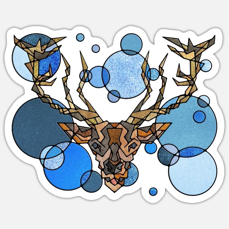 Hirsch Geometry - Sticker size S (10 x 10 cm) - white matte