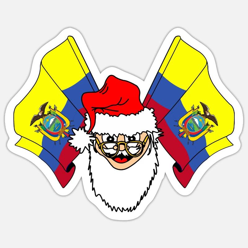 X mas drapeau Ecudor Sticker taille S (10 x 10 cm)