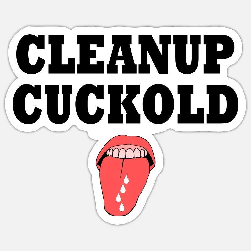 cleanup cuckold - Sticker taille S (10 x 10 cm) - blanc mat