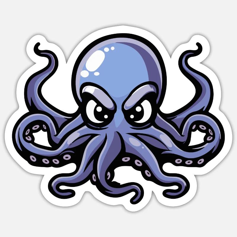 Oktopus Comic - Sticker Größe S (10 x 10 cm) - Mattweiß