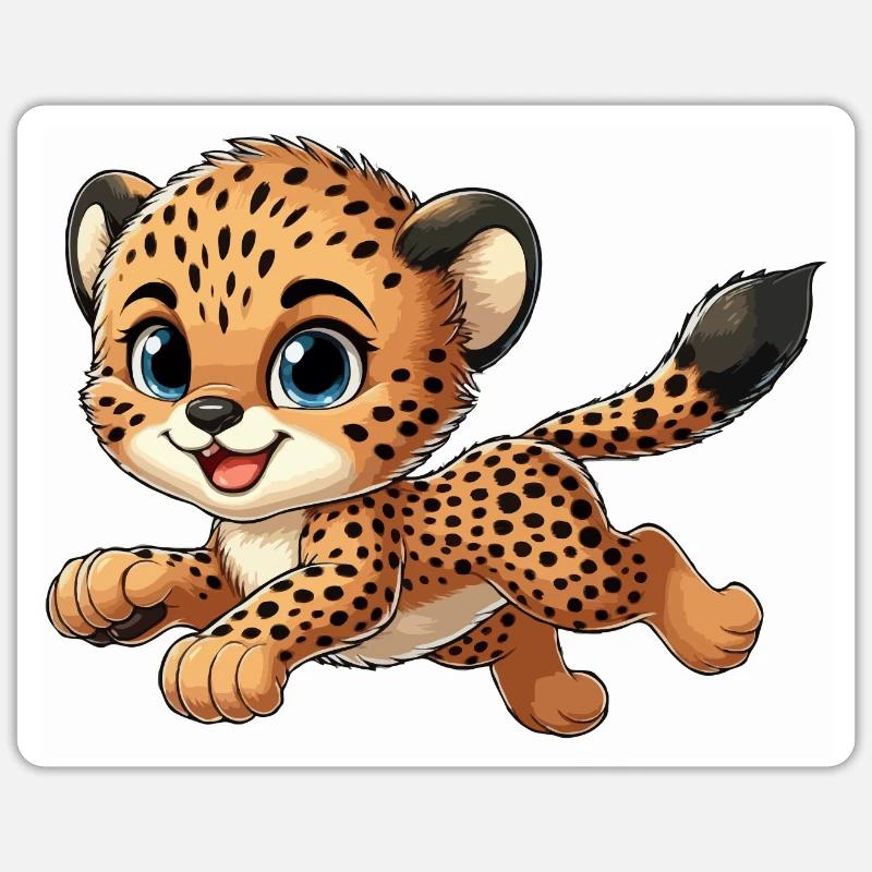 Enfant guépard - Sticker taille S (10 x 10 cm) - blanc mat