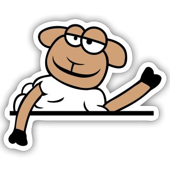 Schaf Winkt Hinter Mauer Zaun Schild Cool Lächeln - Sticker Größe S (10 x 10 cm) - Mattweiß - Vorne