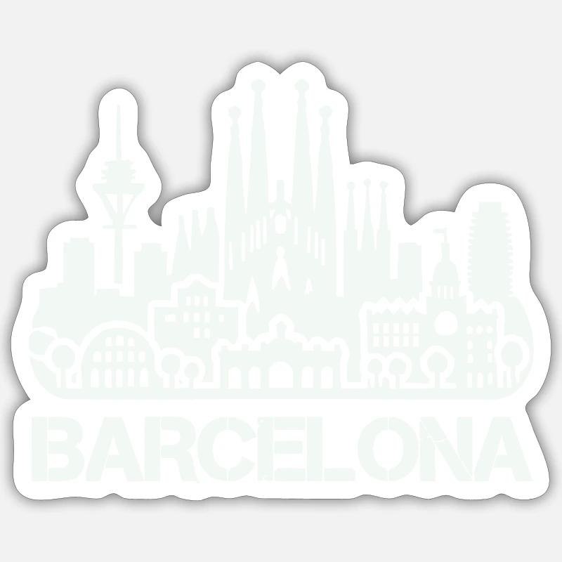 barcelona skyline - Sticker Größe S (10 x 10 cm) - Mattweiß
