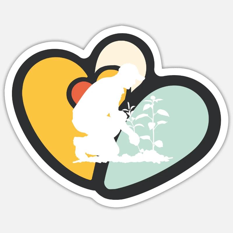 Gartenarbeit Garten Gartenbau - Sticker Größe S (10 x 10 cm) - Mattweiß