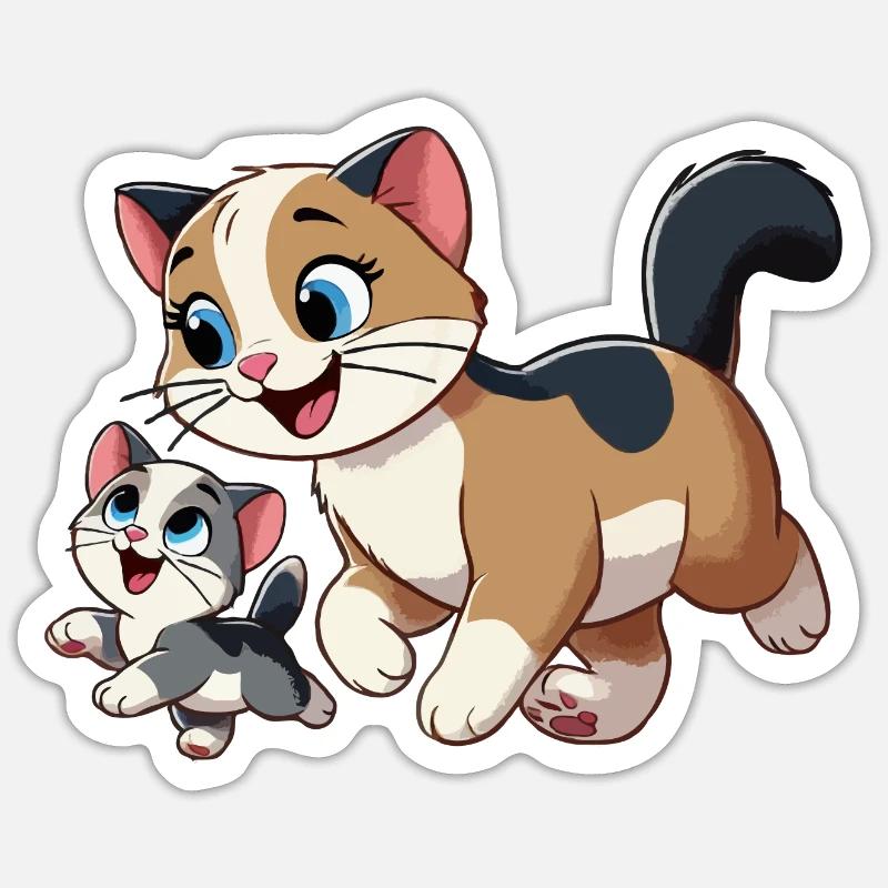 Englisch Kurzhaar Mutter und Kind - Sticker Größe S (10 x 10 cm) - Mattweiß