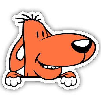 Hund Hinter Mauer Zaun Schild Guckt Lustig Frech - Sticker Größe S (10 x 10 cm) - Mattweiß - Vorne