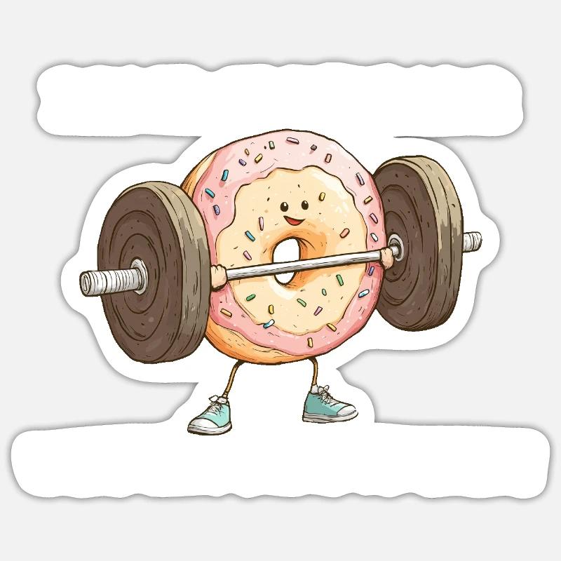 Bodybuilder Donut - Sticker Größe S (10 x 10 cm) - Mattweiß