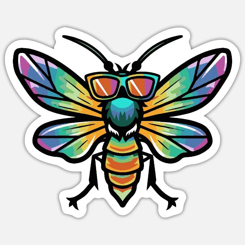 Libelle Cool Comic - Sticker Größe S (10 x 10 cm) - Mattweiß