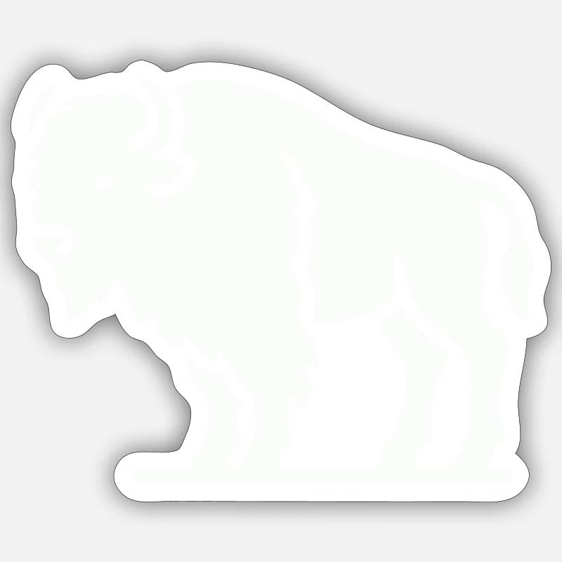 Bison Animal - Sticker taille S (10 x 10 cm) - blanc mat