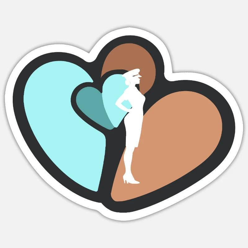 Flugbegleiter Stewardess - Sticker Größe S (10 x 10 cm) - Mattweiß