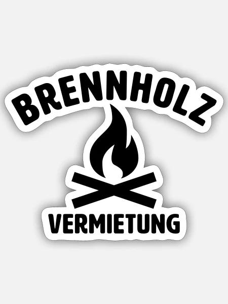 Brennholz Vermietung - Sticker Größe S (10 x 10 cm) - Mattweiß
