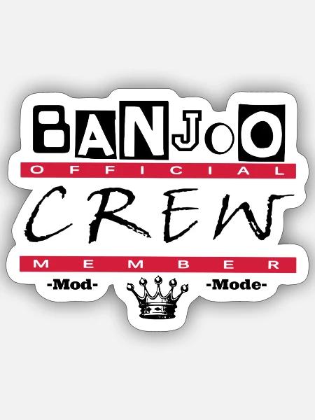 Banjoo Crew Moderator Design - Sticker Größe S (10 x 10 cm) - Mattweiß