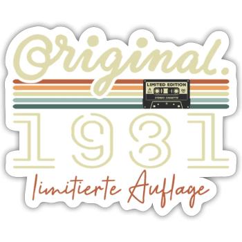 Original 1981 Vintage 1981 Birthday Retro 1981 - Sticker size S (10 x 10 cm) - white matte - Front