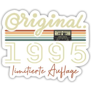 Original 1995 Millésime 1995 Anniversaire Rétro 1995 - Sticker taille S (10 x 10 cm) - blanc mat - Devant