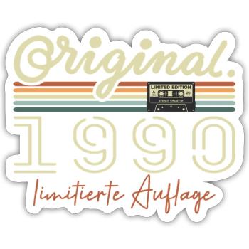 Original 1990 Vintage 1990 Geburtstag Retro 1990 - Sticker Größe S (10 x 10 cm) - Mattweiß - Vorne